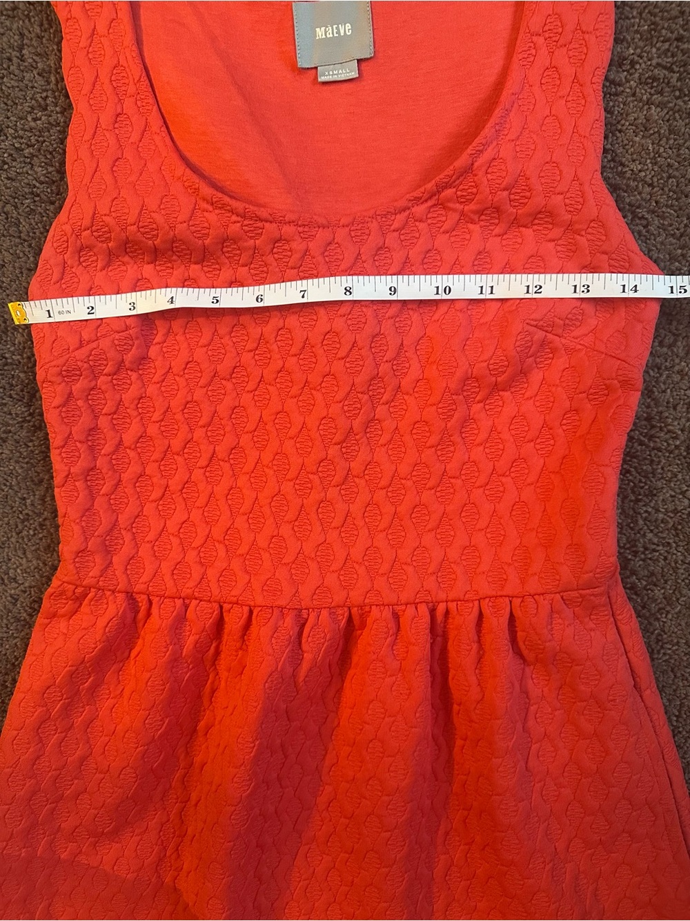 Maeve Coral Scoop-Neck Textured Mini Dress - Picture 7 of 9